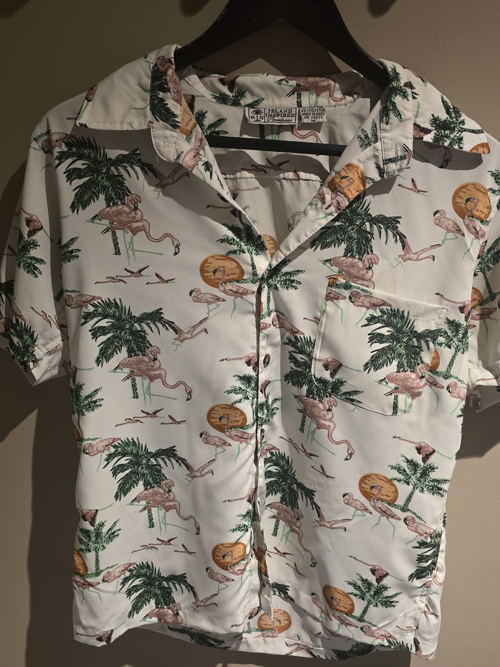 Island Threads White Flamingo Button-Front Kids' Shirt